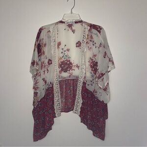 Jolt Pink and Cream Floral Shawl